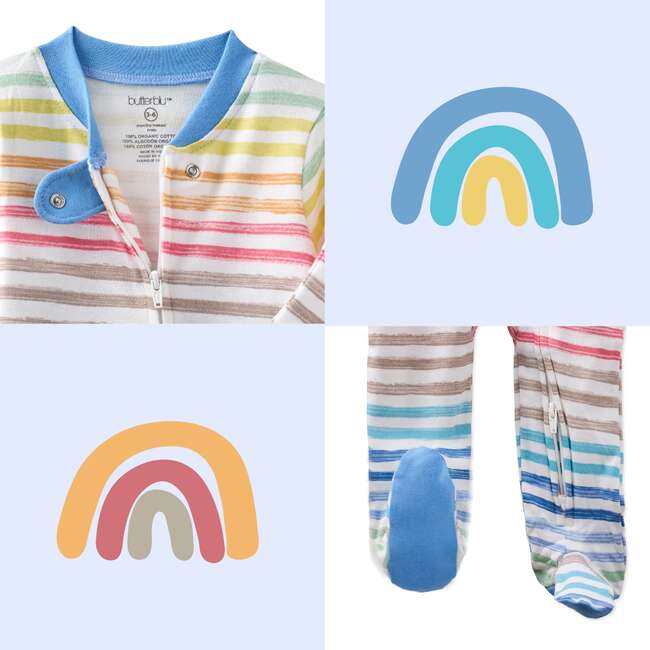 SCOUT Sleep & Play, Sunny Blue Rainbow - Footie Pajamas - 7
