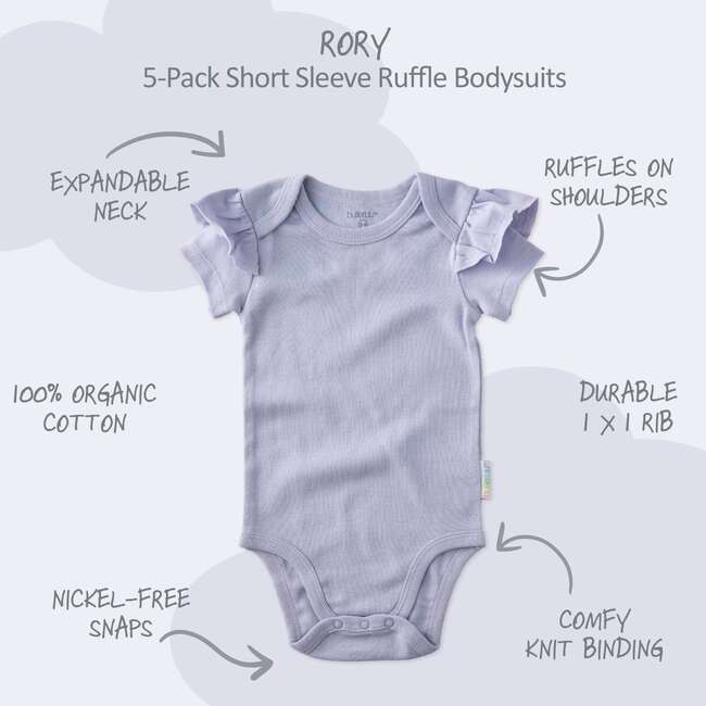 RORY 5-Pack Short Sleeve Ruffle Bodysuits, Frost - Onesies - 3