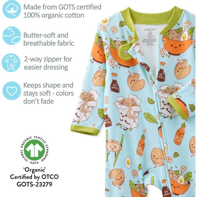 SCOUT Sleep & Play, Blue Dim Sum Fun - Footie Pajamas - 6