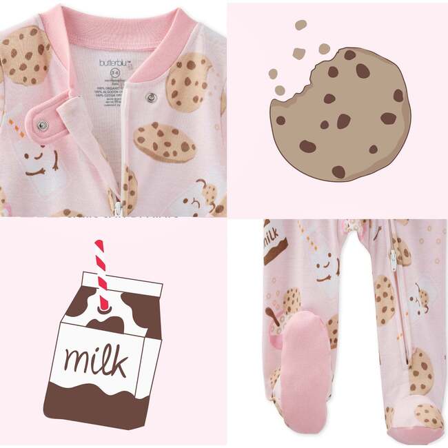SCOUT Sleep & Play, Pink Milk N Cookies Crew - Footie Pajamas - 7