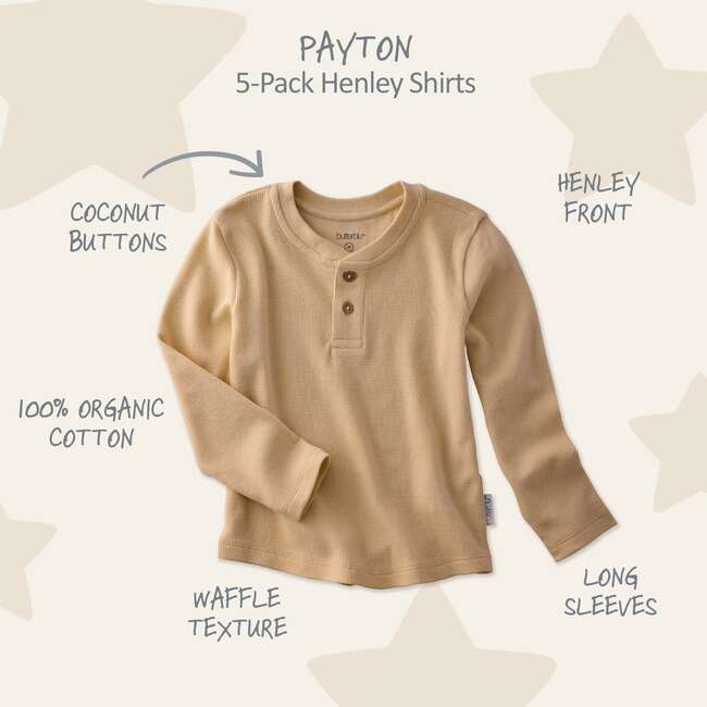 PAYTON 5-Pack Waffle Henleys, Terra - Shirts - 3
