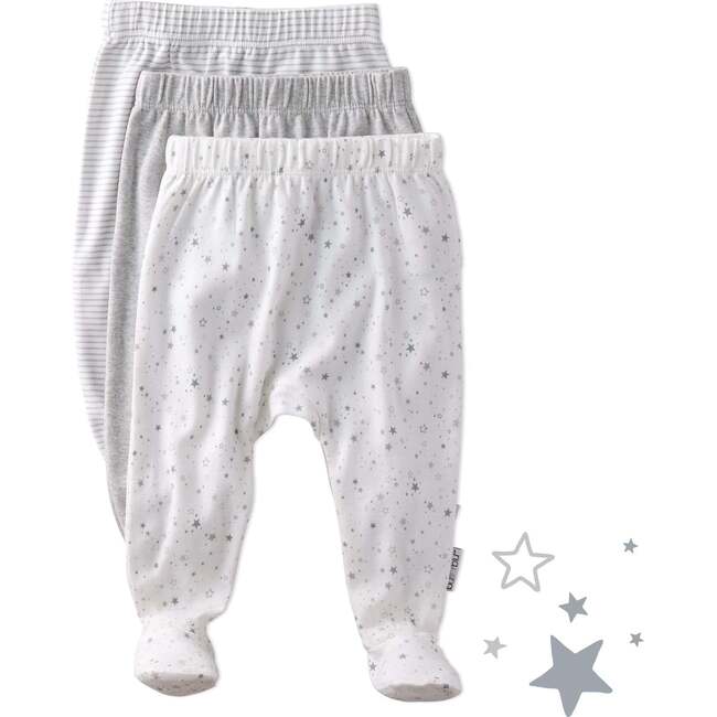 FALLON 3-Pack Footed Pants, Gray Twinkle