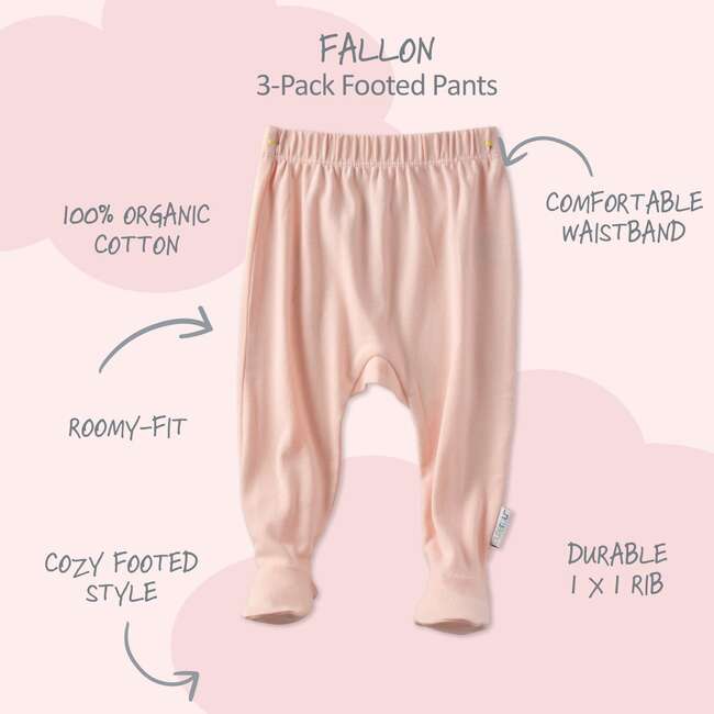 FALLON 3-Pack Footed Pants, Sorbet - Pants - 3