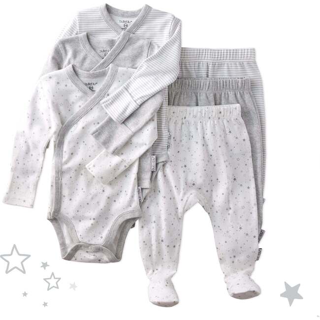 FALLON 3-Pack Footed Pants, Gray Twinkle