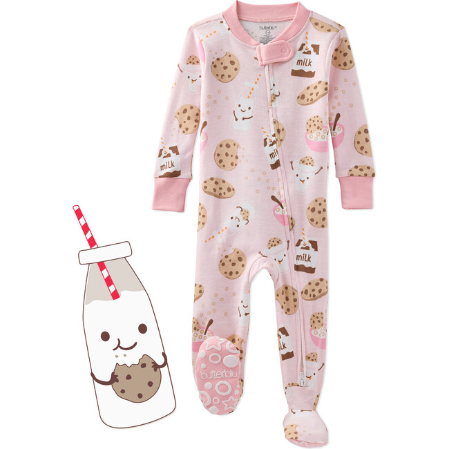 CRUZ Snug Fit Footed Sleeper, Pink Milk N' Cookie Crew