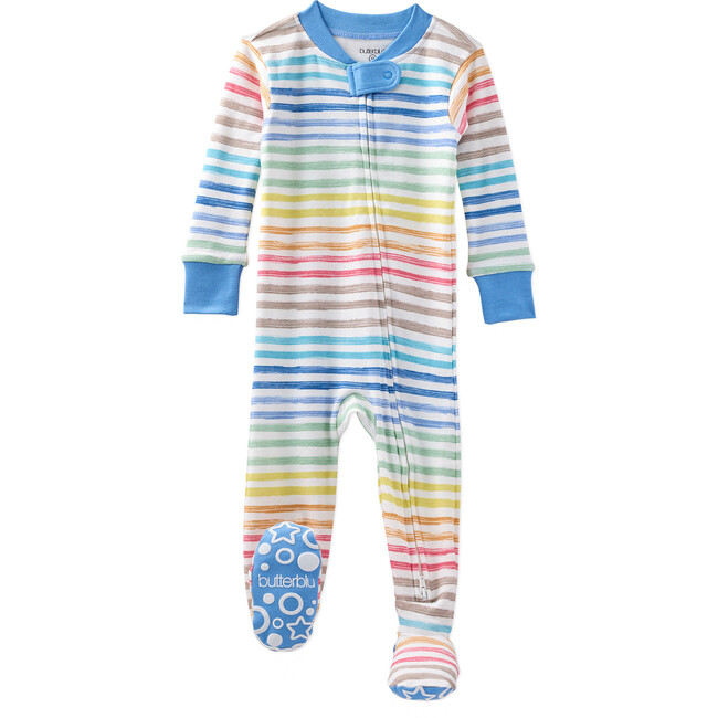 CRUZ Snug Fit Footed Sleeper, Sunny Blue Rainbow