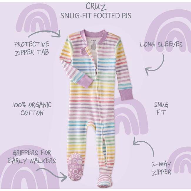 CRUZ Snug Fit Footed Sleeper, Sunny Pink Rainbow - Footie Pajamas - 3