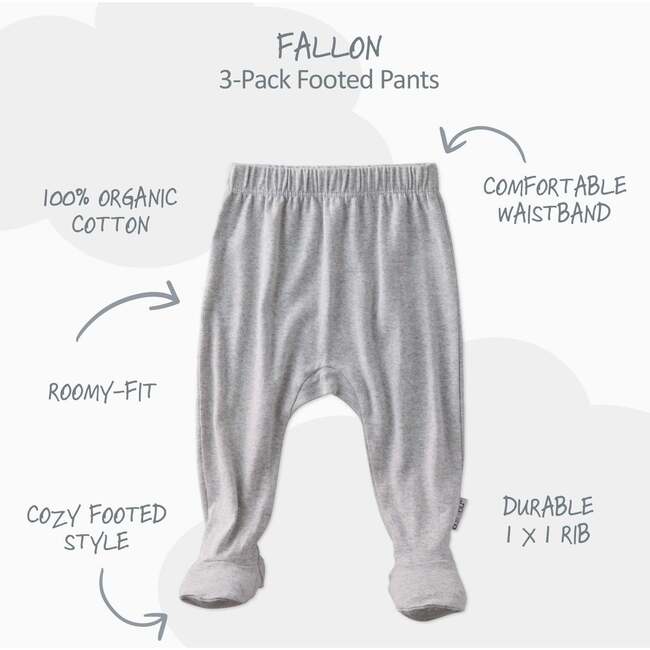 FALLON 3-Pack Footed Pants, Gray Twinkle - Pants - 6