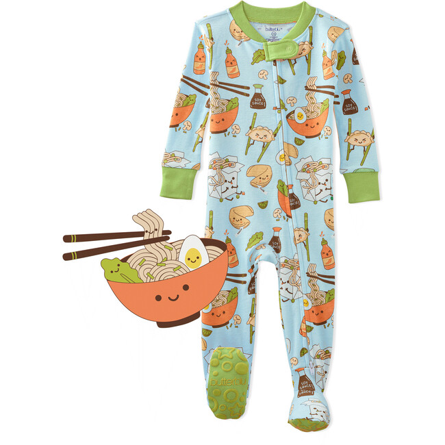 CRUZ Snug Fit Footed Sleeper, Blue Dim Sum Fun