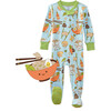 CRUZ Snug Fit Footed Sleeper, Blue Dim Sum Fun - Footie Pajamas - 1 - thumbnail
