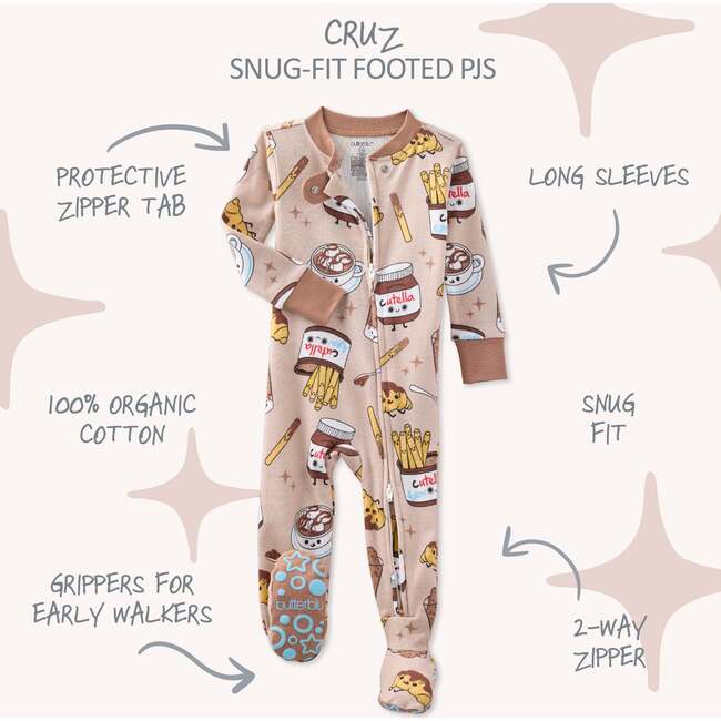 CRUZ Snug Fit Footed Sleeper, Choc Full of Cute - Footie Pajamas - 3
