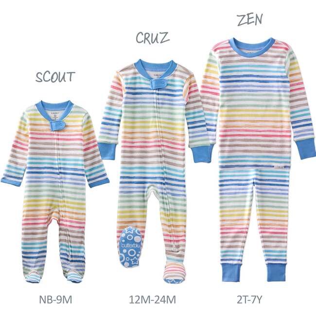 CRUZ Snug Fit Footed Sleeper, Sunny Blue Rainbow - Footie Pajamas - 5