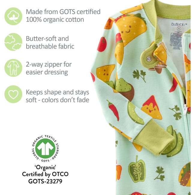 CRUZ Snug Fit Footed Sleeper, Taco 'Bout Cute - Footie Pajamas - 6