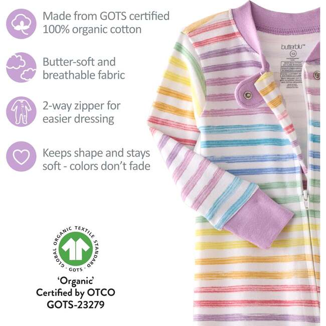 CRUZ Snug Fit Footed Sleeper, Sunny Pink Rainbow - Footie Pajamas - 6