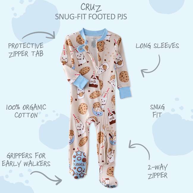CRUZ Snug Fit Footed Sleeper, Milk N Cookie Crew - Footie Pajamas - 4