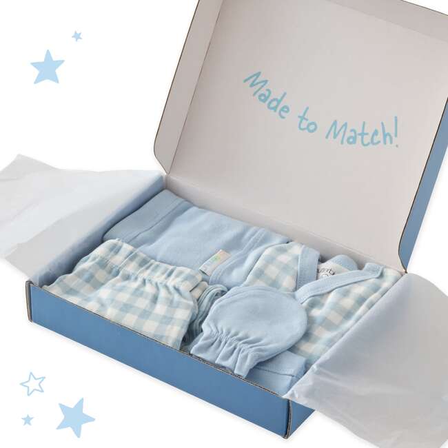CHECK ME OUT BABY 6-Piece Gift Set, Blue Check