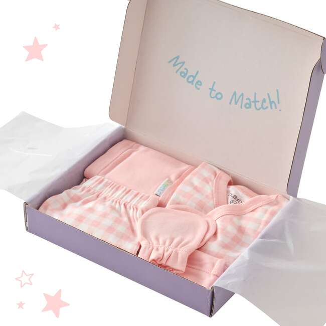 CHECK ME OUT BABY 6-Piece Gift Set, Pink Check