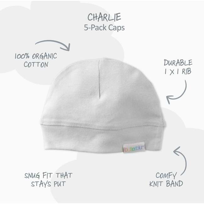 CHARLIE 5-Pack Caps, White - Hats - 3