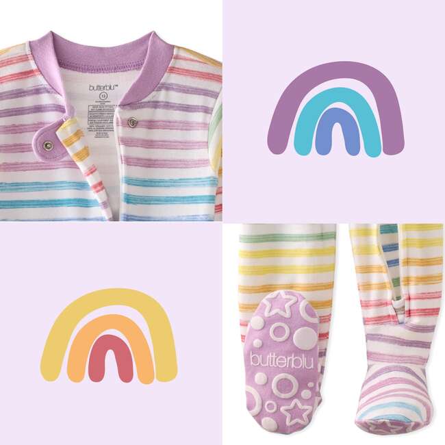 CRUZ Snug Fit Footed Sleeper, Sunny Pink Rainbow - Footie Pajamas - 7