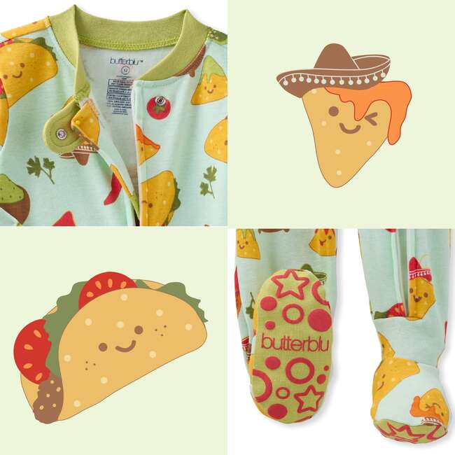 CRUZ Snug Fit Footed Sleeper, Taco 'Bout Cute - Footie Pajamas - 7