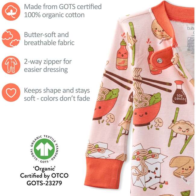 CRUZ Snug Fit Footed Sleeper, Pink Dim Sum Fun - Footie Pajamas - 6