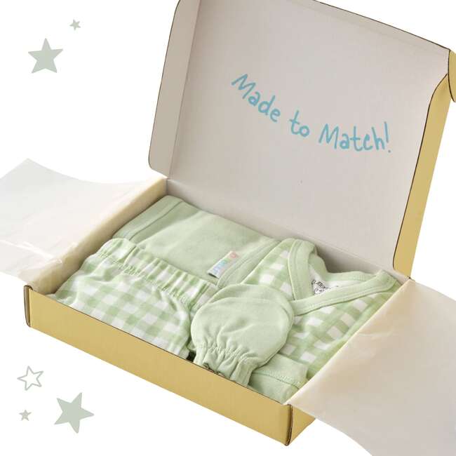 CHECK ME OUT BABY 6-Piece Gift Set, Sage Check