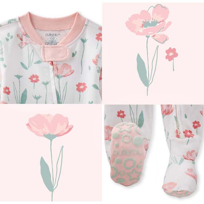 CRUZ Snug Fit Footed Sleeper, Floral Fields - Footie Pajamas - 7