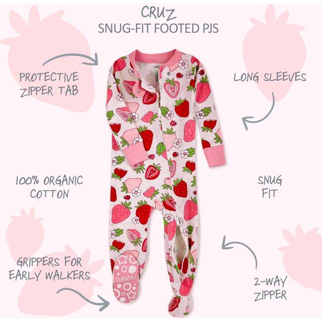 CRUZ Snug Fit Footed Sleeper, Berry Best - Footie Pajamas - 3