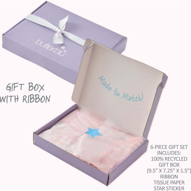 CHECK ME OUT BABY 6-Piece Gift Set, Pink Check - Mixed Apparel Set - 4