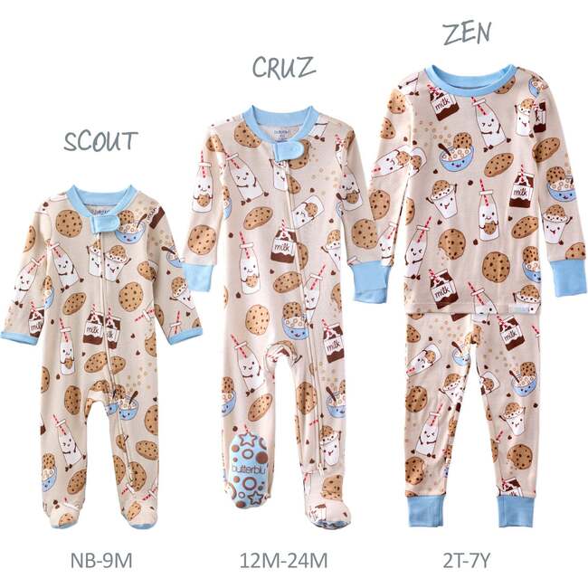 CRUZ Snug Fit Footed Sleeper, Milk N Cookie Crew - Footie Pajamas - 6