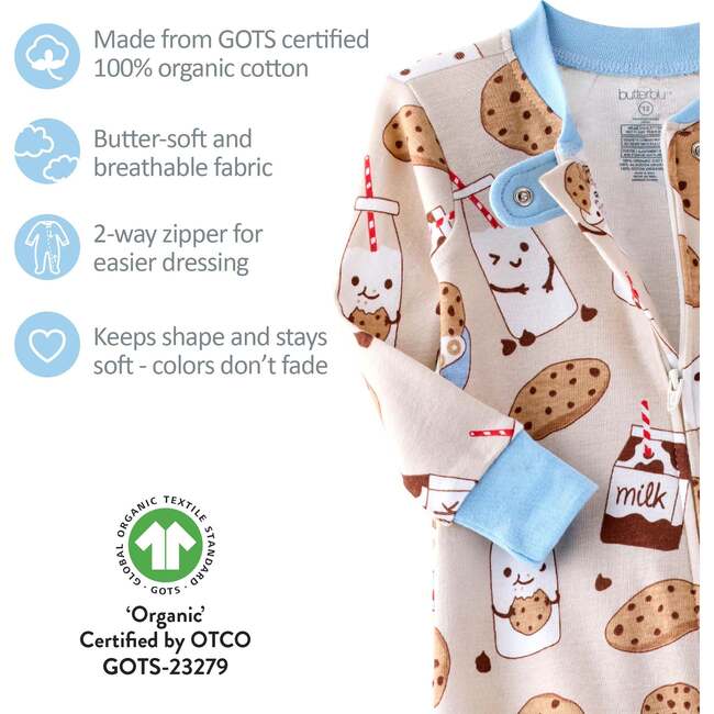 CRUZ Snug Fit Footed Sleeper, Milk N Cookie Crew - Footie Pajamas - 7