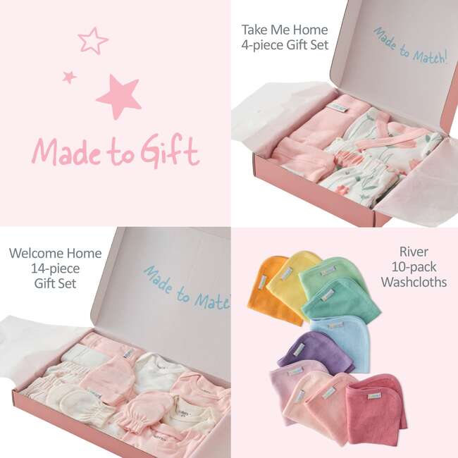 CHECK ME OUT BABY 6-Piece Gift Set, Pink Check - Mixed Apparel Set - 6