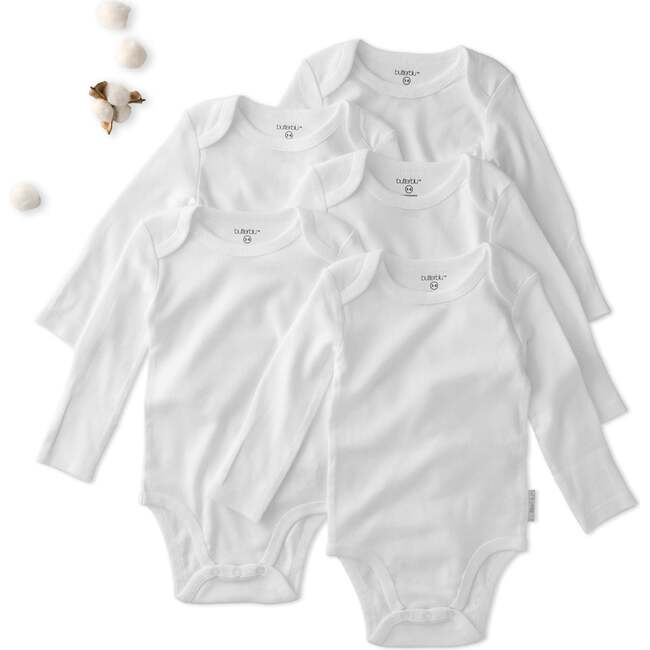 BLAKE 5-Pack Long Sleeve Bodysuits, White