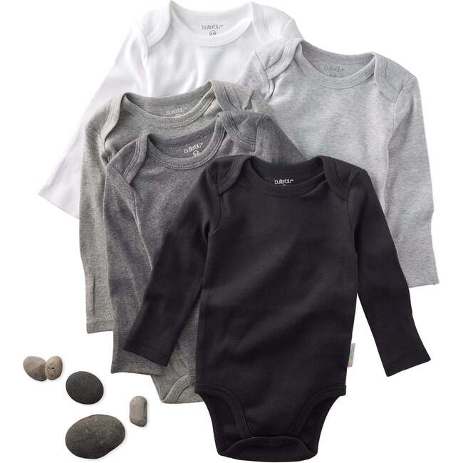 BLAKE 5-Pack Long Sleeve Bodysuit, Stone