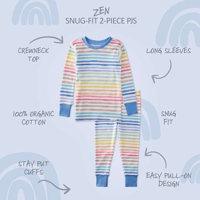 ZEN 2-Piece Pajama, Sunny Blue Rainbow - Pajamas - 3