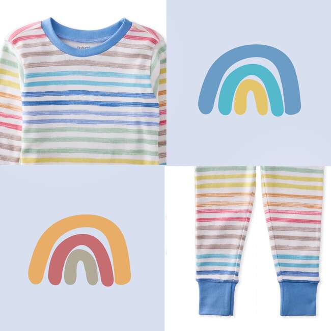ZEN 2-Piece Pajama, Sunny Blue Rainbow - Pajamas - 6