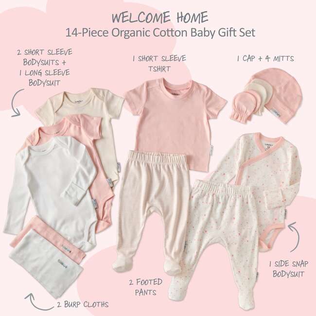WELCOME HOME BABY 14-Piece Gift Set, Pink Twinkle - Mixed Apparel Set - 3