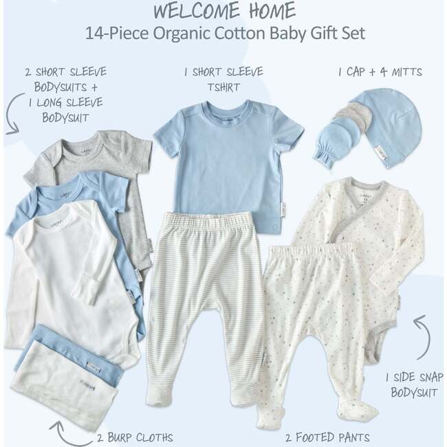 WELCOME HOME BABY 14-Piece Gift Set, Blue Twinkle - Mixed Apparel Set - 3