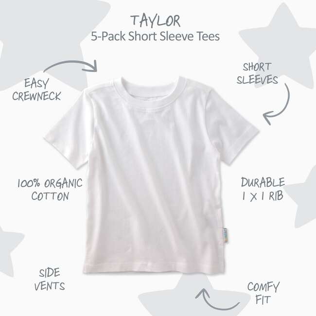 TAYLOR 5-Pack Short Sleeve T-Shirts, White