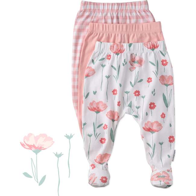 FALLON 3-Pack Footed Pants, Floral Fields Check