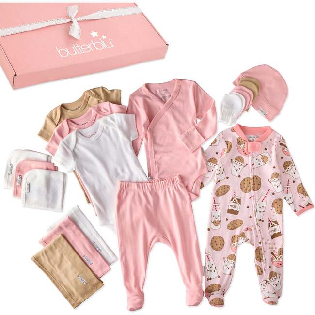 SWEET BEGINNINGS BABY 19-Piece Gift Set, Pink Milk N Cookie Crew