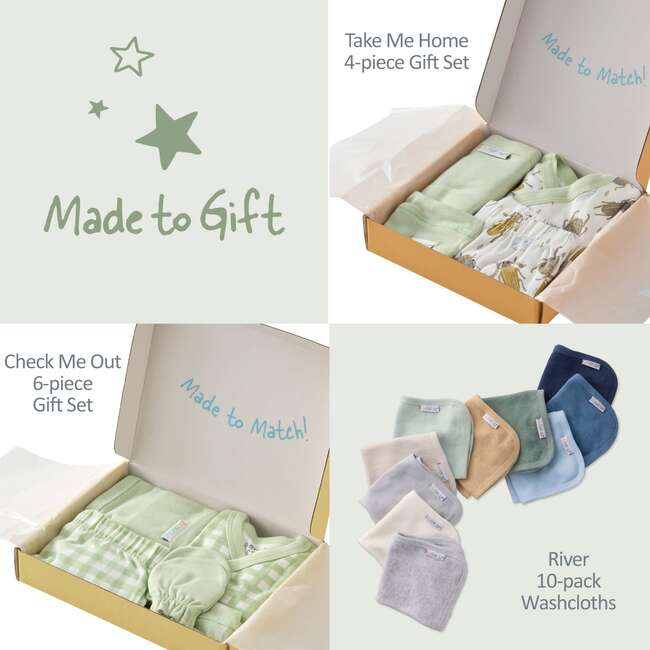 WELCOME HOME BABY 14-Piece Gift Set, Sage Twinkle - Mixed Apparel Set - 6