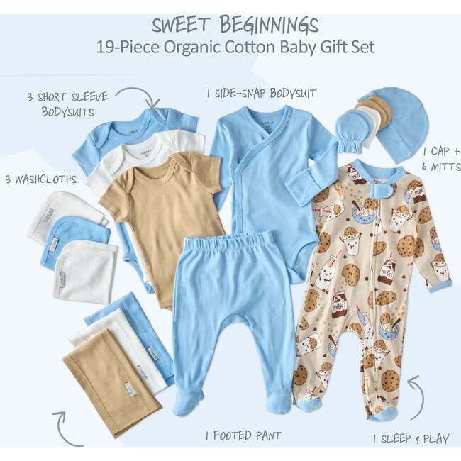SWEET BEGINNINGS BABY 19-Piece Gift Set, Milk N Cookie Crew - Mixed Apparel Set - 3