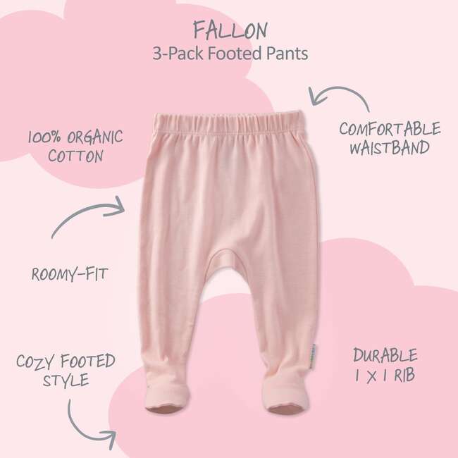 FALLON 3-Pack Footed Pants, Floral Fields Check - Pants - 3