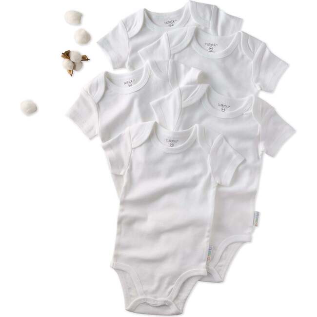 AVERY 5-Pack Short Sleeve Bodysuits, White