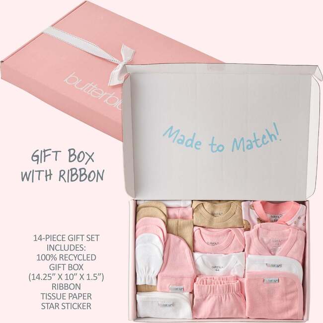 SWEET BEGINNINGS BABY 19-Piece Gift Set, Pink Milk N Cookie Crew - Mixed Apparel Set - 4
