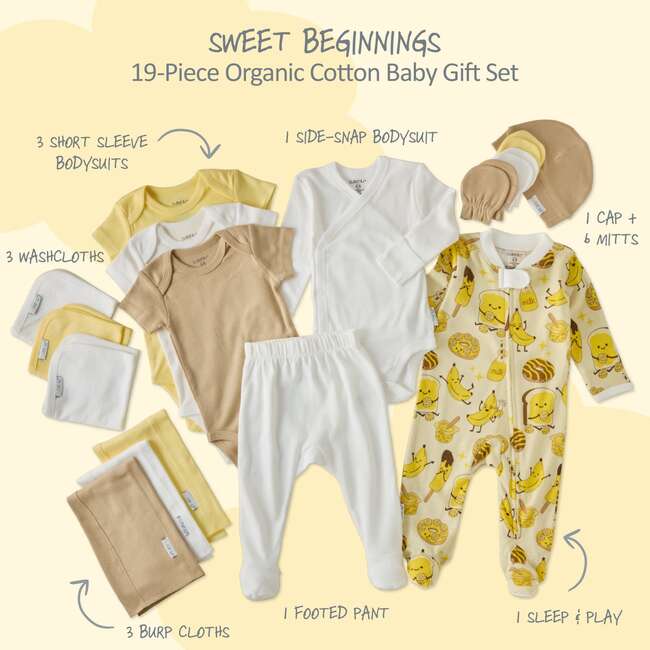 SWEET BEGINNINGS BABY 19-Piece Gift Set, Peeling Good - Mixed Apparel Set - 3
