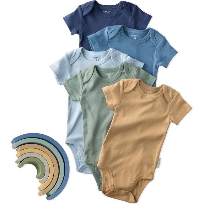AVERY 5-Pack Short Sleeve Bodysuits, Terra