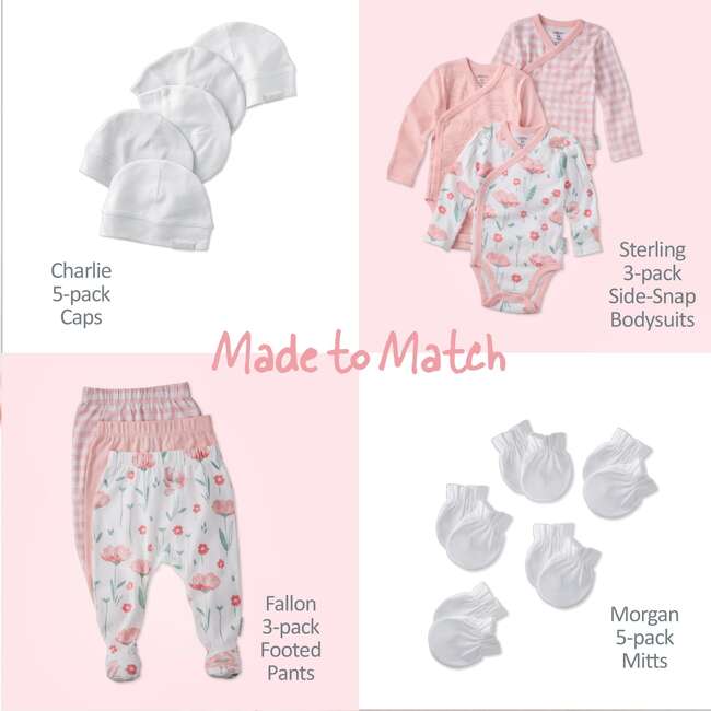 FALLON 3-Pack Footed Pants, Floral Fields Check - Pants - 4