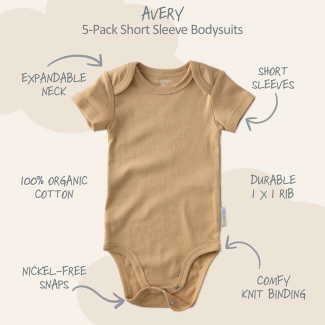 AVERY 5-Pack Short Sleeve Bodysuits, Terra - Onesies - 3